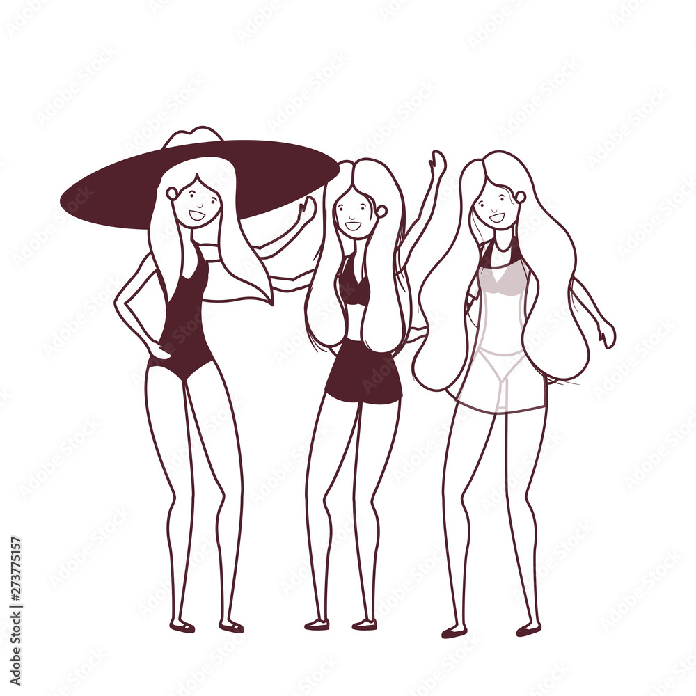 silhouette of women with swimsuit on white background silhouette of women with swimsuit on white background