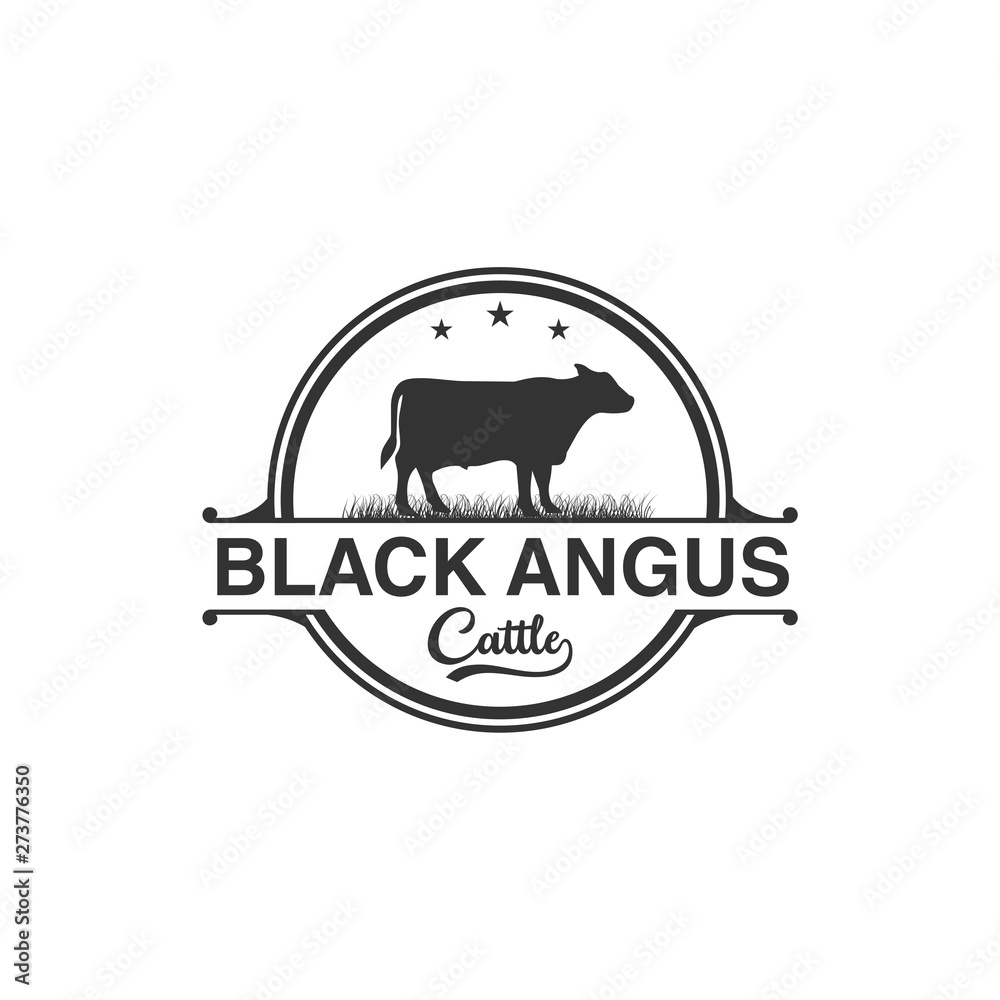 Obraz premium black angus cattle logo design