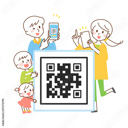 家族　QR　イラスト