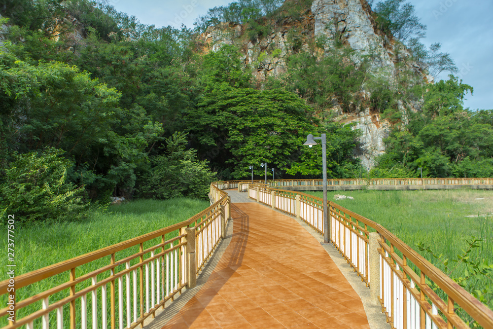 Rochaburi, Thailand: 16 June 2019 Bridge and Nature Walk Uttayan Khao Hin Ngu, Ratchaburi, Thailand Rochaburi, Thailand: 16 June 2019 Bridge and Nature Walk Uttayan Khao Hin Ngu, Ratchaburi, Thailand