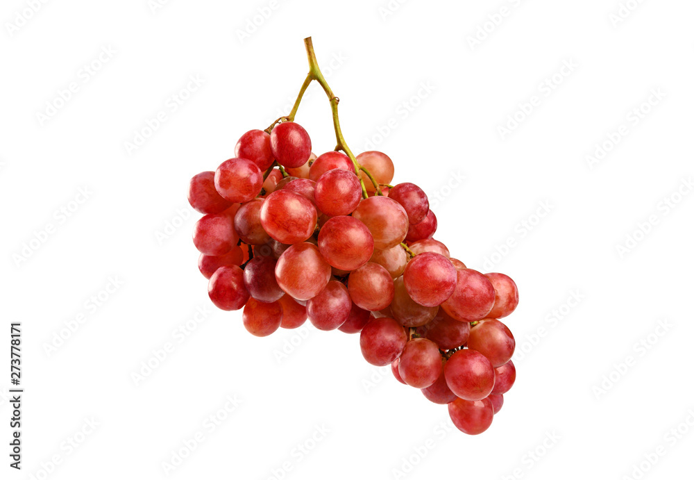 Bunch of red grapes isolated on white