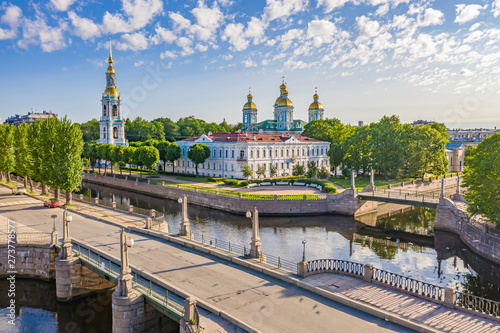 Saint Petersburg. Russia. St. Nicholas Naval Cathedral on the Kryukov channel.  St. Petersburg landscape. Neva river. Russian cities. Petersburg streets. Petersburg bridges. #273778577