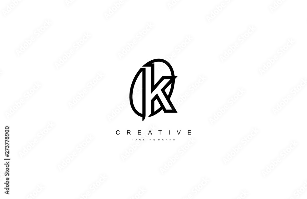 letter K stylish concept rounded oval shape linear logotype letter K stylish concept rounded oval shape linear logotype