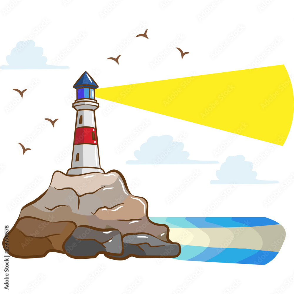 lighthouse cartoon clipart design vector de Stock Adobe Stock