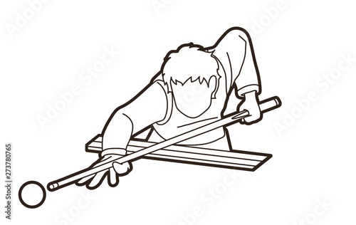 Snooker sport action cartoon graphic vector