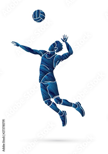 Volleyball sport action cartoon graphic vector