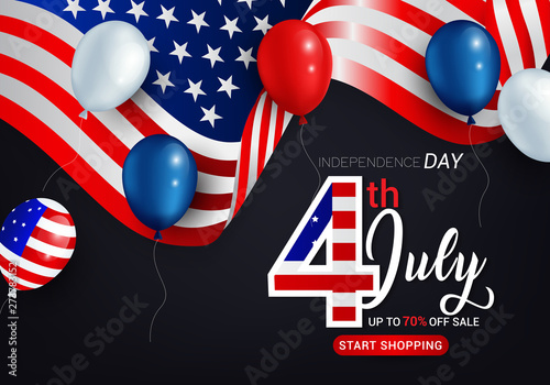 happy independence day of united states background vector
