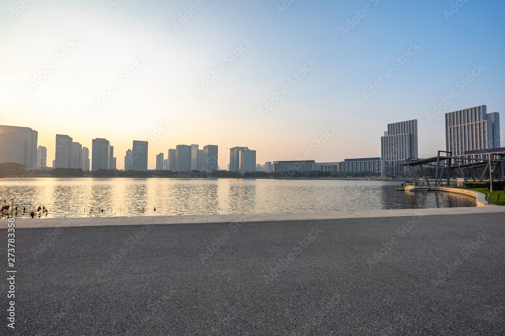wuxi  skyline at sunset
