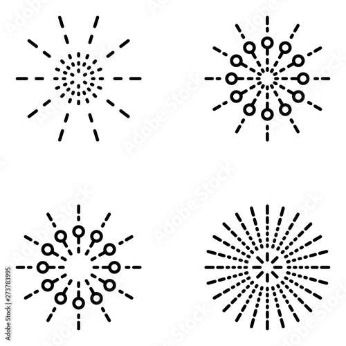 Fireworks Vector Line Icon Set