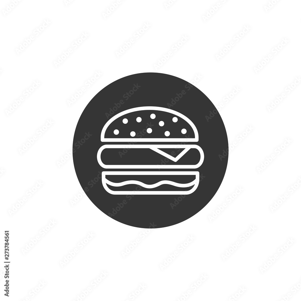 Burger icon. Hamburger,cheeseburger symbol. Flat vector sign isolated on white background. Simple vector illustration for graphic and web design. Burger icon. Hamburger,cheeseburger symbol. Flat vector sign isolated on white background. Simple vector illustration for graphic and web design.