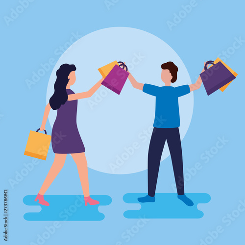 people shopping bags