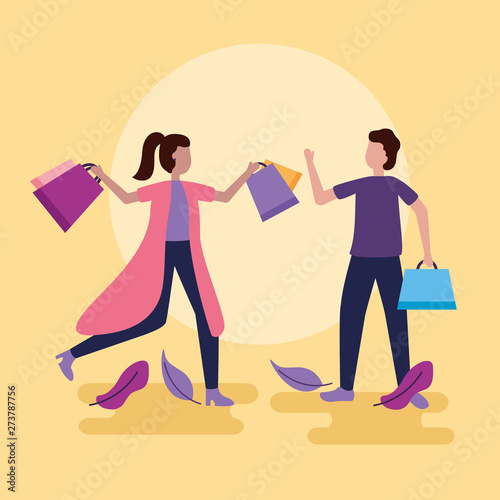 people shopping bags