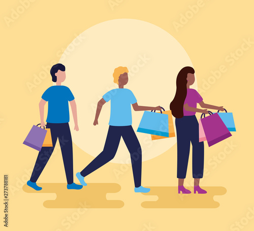 people shopping bags