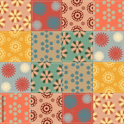 Patchwork background with a variety of patterns