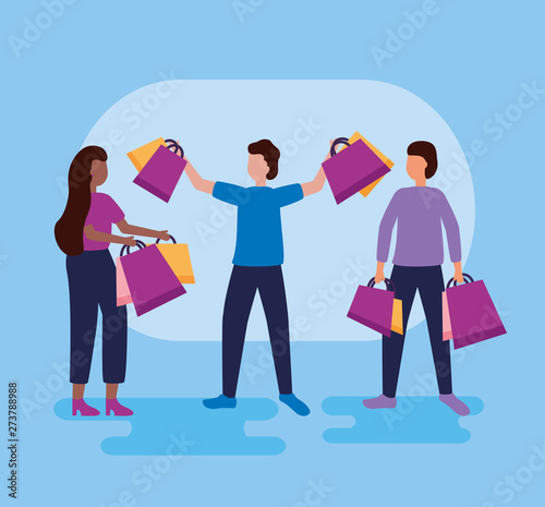 people shopping bags