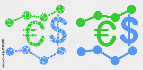 Dotted and flat financial trends icons. Vector mosaic of financial trends created of irregular dots and circle dots.