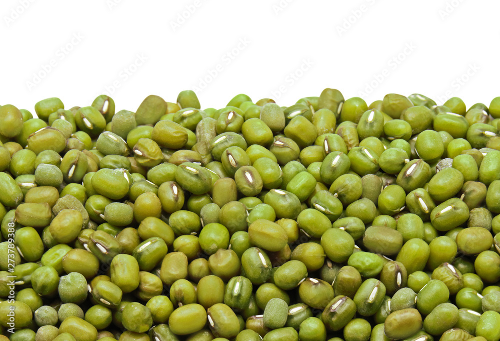 Close up Pile of Mung Bean Isolated on White Background Close up Pile of Mung Bean Isolated on White Background