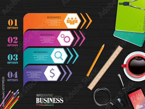 Info graphics Business Template concept with stationary