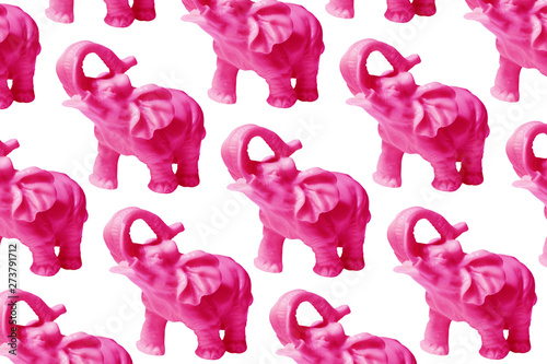 Canvas Print pattern of isolated pink elephants on an even color background