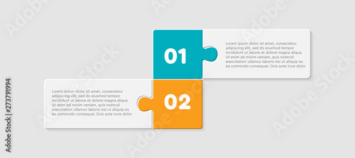 Two pieces jigsaw puzzle line info graphic.