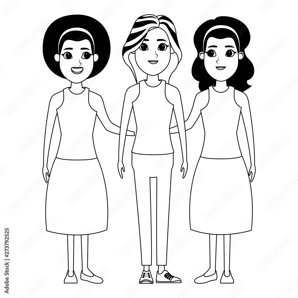 women avatar cartoon character portrait in black and white women avatar cartoon character portrait in black and white