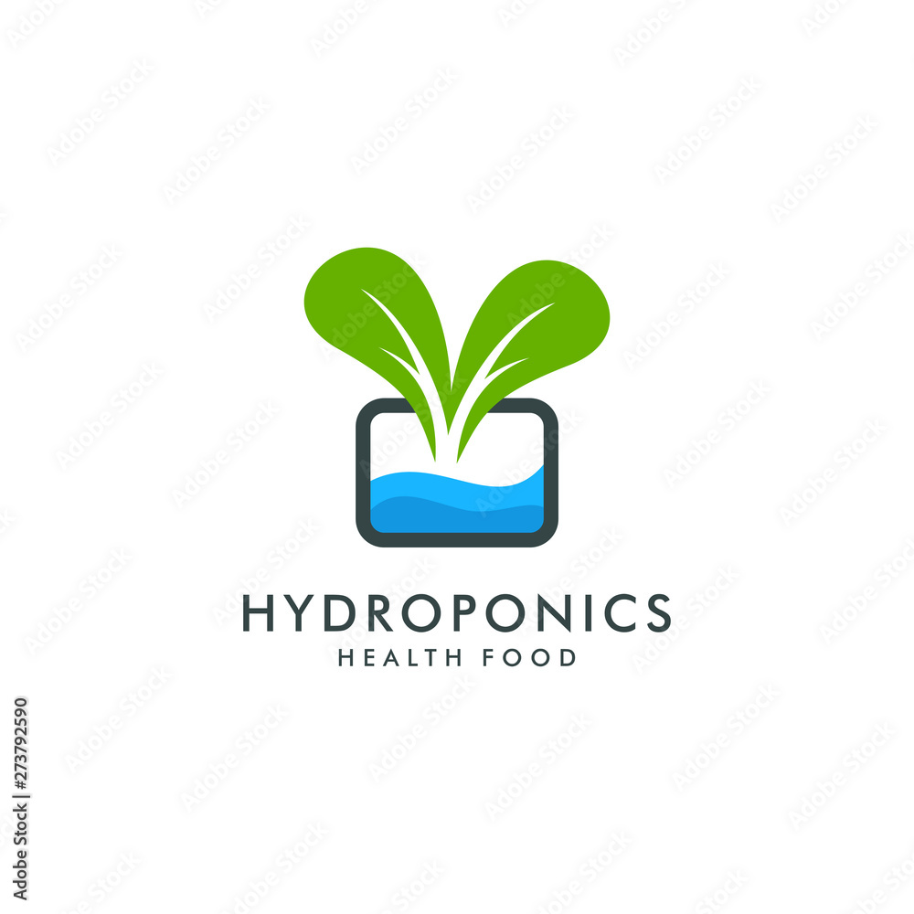 Hydroponics logo template, health food icon design - vector Stock