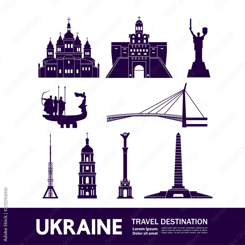Naklejka premium Ukraine travel destination grand vector illustration.