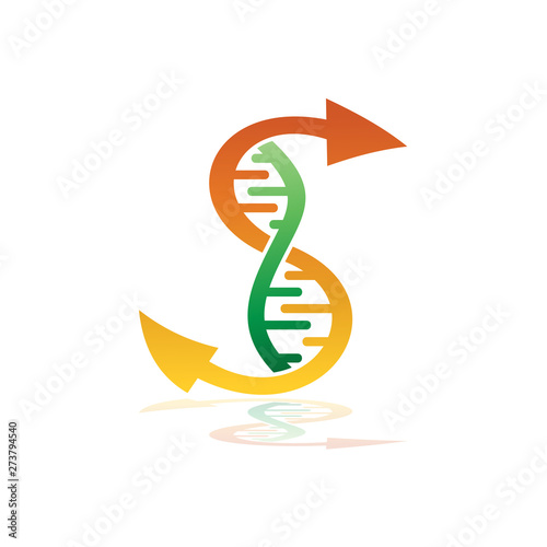 Letter S with DNA Arrow Logo, Initial S Logo, DNA Logo