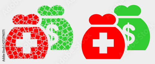 Dot and flat medical funds icons. Vector mosaic of medical funds organized of scattered square dots and round points.