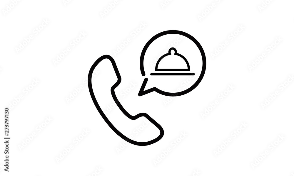 Phone order food delivery icon for mobile apps and services Phone order food delivery icon for mobile apps and services