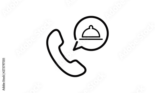 Phone order food delivery icon for mobile apps and services