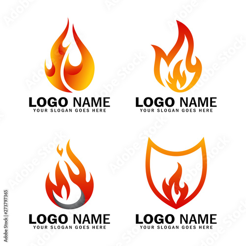 flame vector logo set, premium - vector