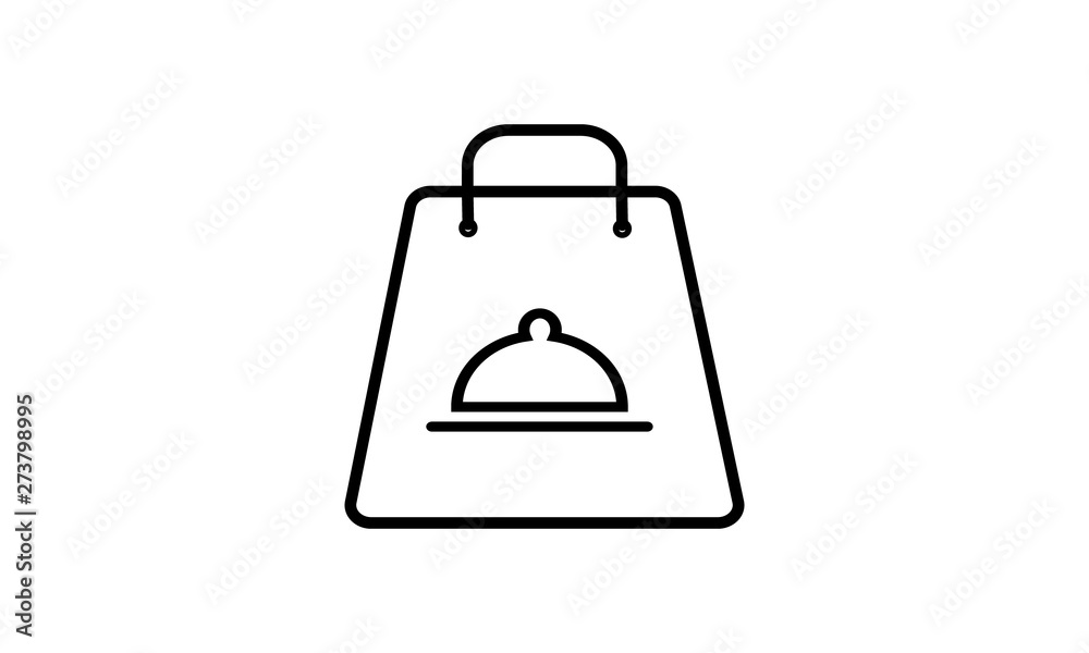 Take away paper food bag icon for food delivery and takeaway services Take away paper food bag icon for food delivery and takeaway services