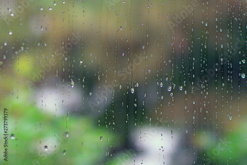 Rain drops on the summer window, nature background © SUNGYOON