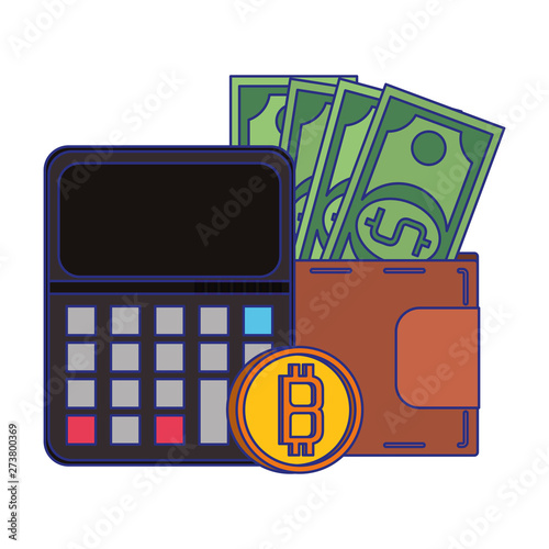 Bitcoin cryptocurrency digital money symbols blue lines