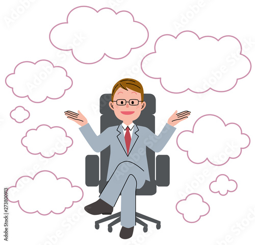 Wallpaper Mural The young man who sits down on a chair and speech bubble Torontodigital.ca