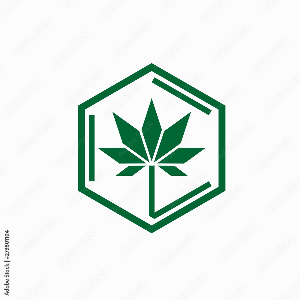 Cannabis leaf logo and molecular concept Cannabis leaf logo and molecular concept