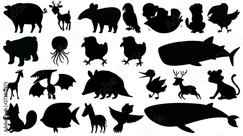 Set of silhouette animal