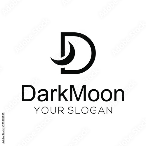 Initial D With Moon Shape Logo Design Template