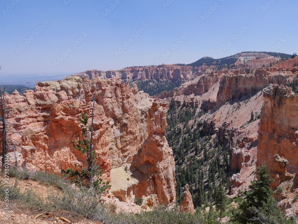 Breathtaking view of natural landscape and rock formations at Black Brich Canyon, Bryce Canyon National Park in Utah. 