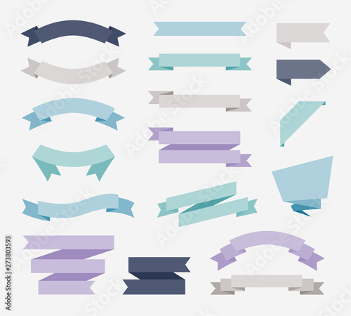 Flat design of labels, ribbon banners, Banner Web Sticker illustration.