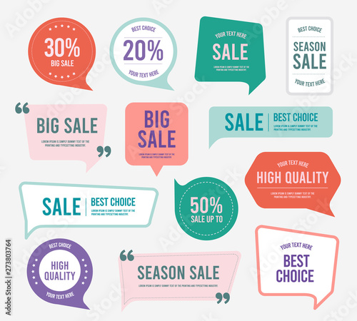 Flat design of labels, ribbon banners, Banner Web Sticker illustration.