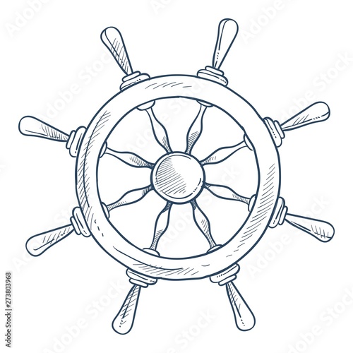 Marine symbol steering or rudder wheel ship part
