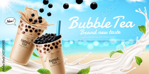 Bubble milk tea ads photo