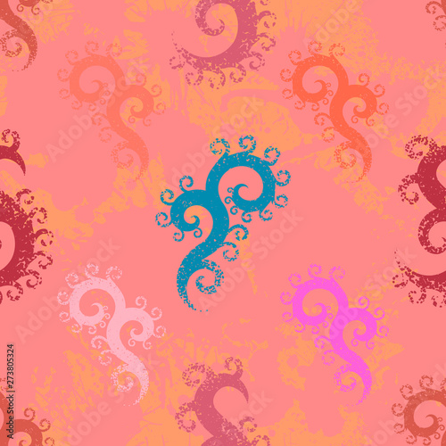 Seamless pattern with textured curles
