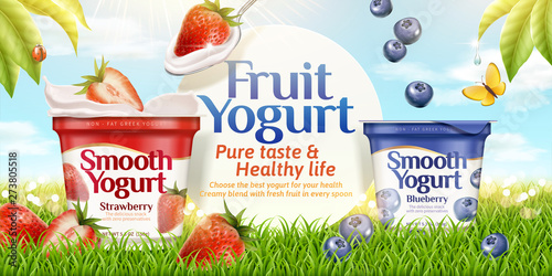 Blueberry and strawberry yogurt