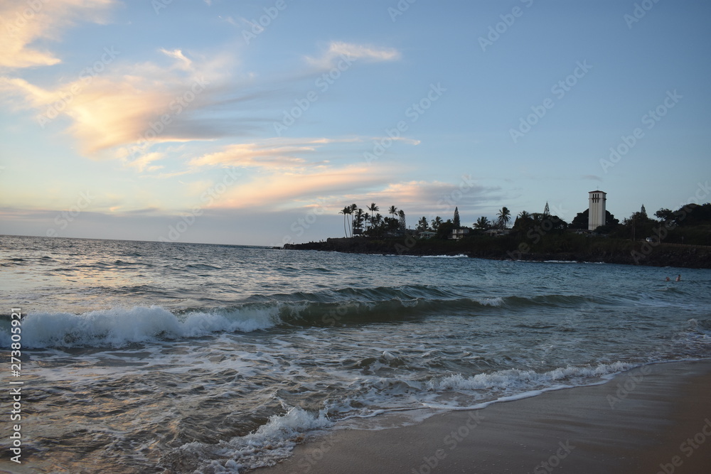 Waimea Beach at Sunset Oahu Island Hawaii USA Waimea Beach at Sunset Oahu Island Hawaii USA