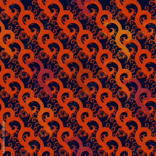 Seamless pattern with textured curles