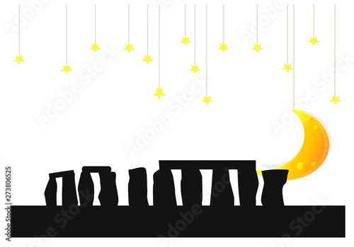 Stonehenge silhouette vector in black