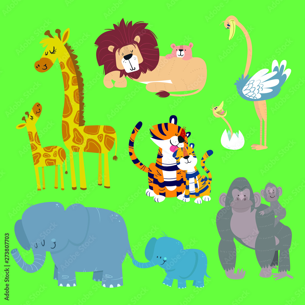 Naklejka premium Set of zoo animals 